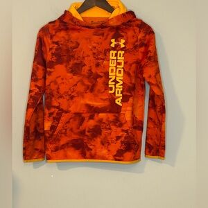 Under Armour Youth XL ColdGear Hoodie | Orange Camo Print | Loose Fit